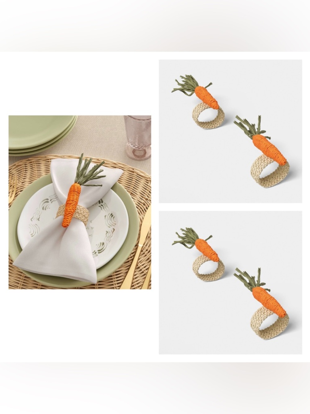 (2) 2pk Easter Woven Carrot Napkin Rings - Threshold™